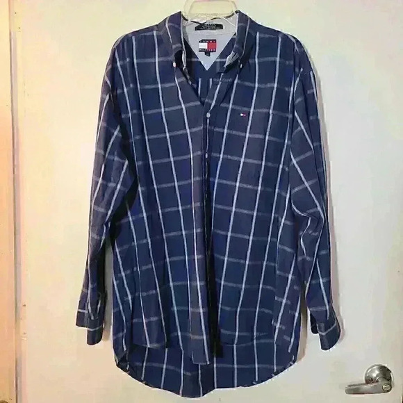 Tommy Hilfiger Other - Tommy Hilfiger Mens Long Sleeve Plaid Button Down Shirt Blue Sz L
